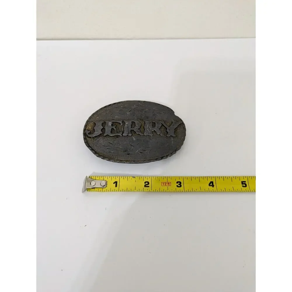 JERRY Bronze‎ Belt Buckle Spec-Cast Denver Co VINTAGE